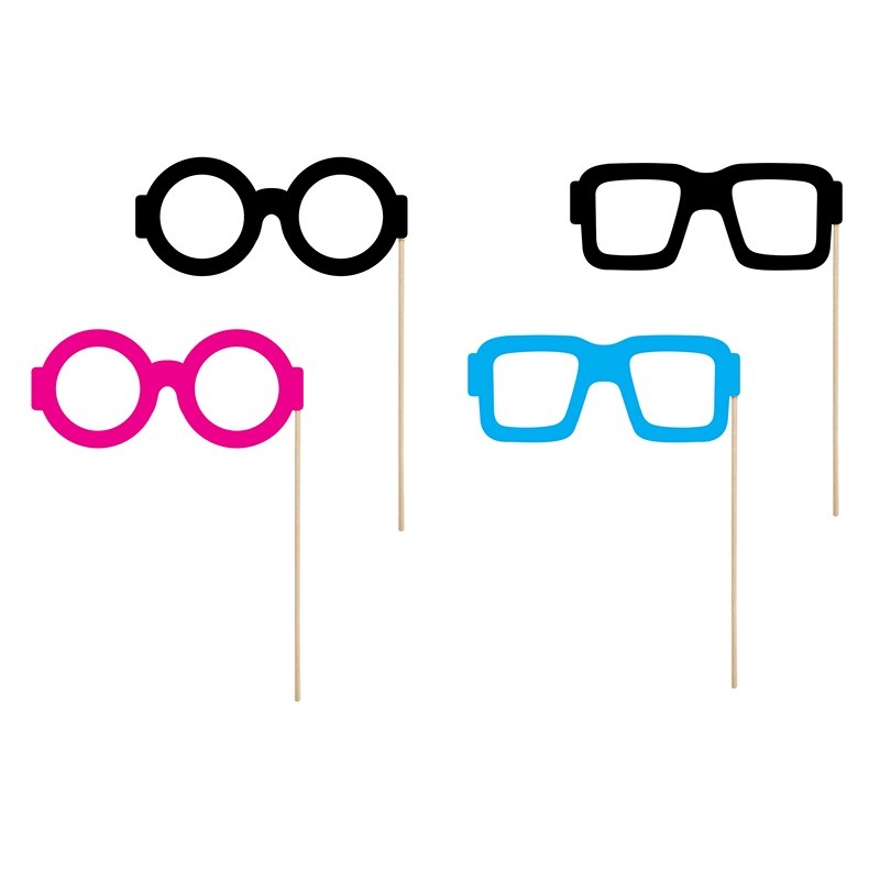 Photo prop set crazy glasses 4 pieces