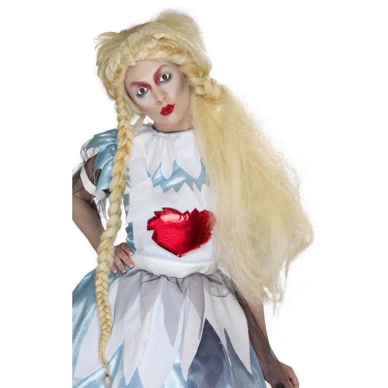 Blonde teased Alice wig with plait
