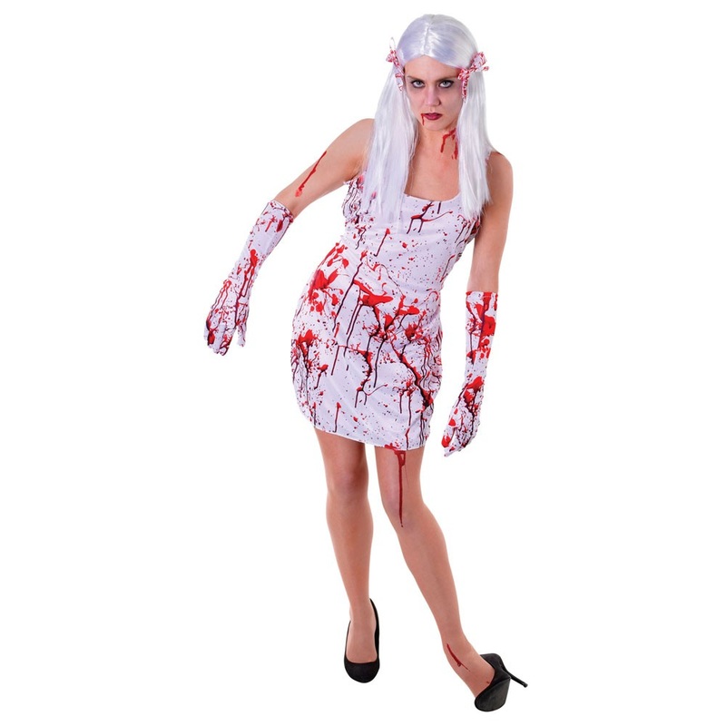 Blood smeared ladies costume white