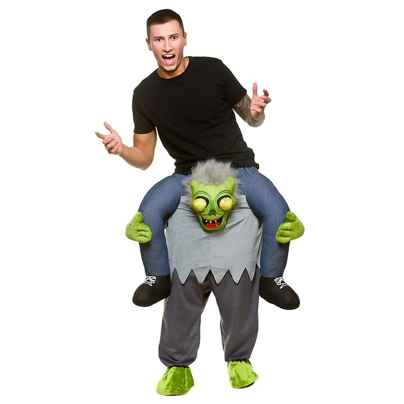 Googly-eyed zombie piggyback costume