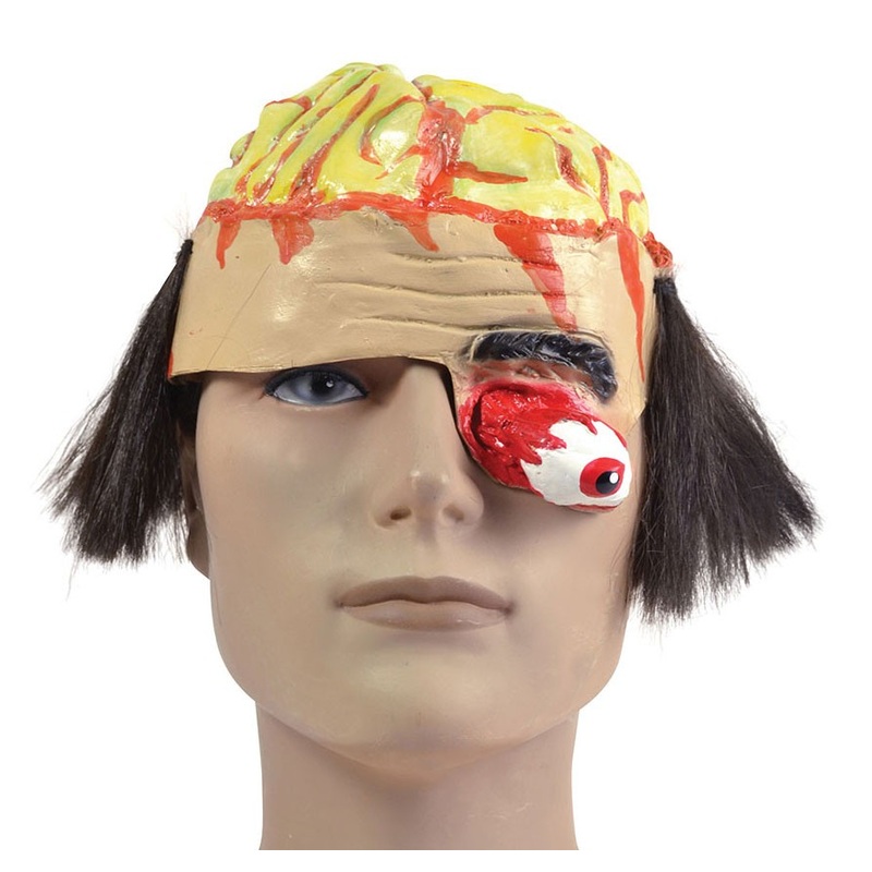 Scary mask with open head and bloody eye