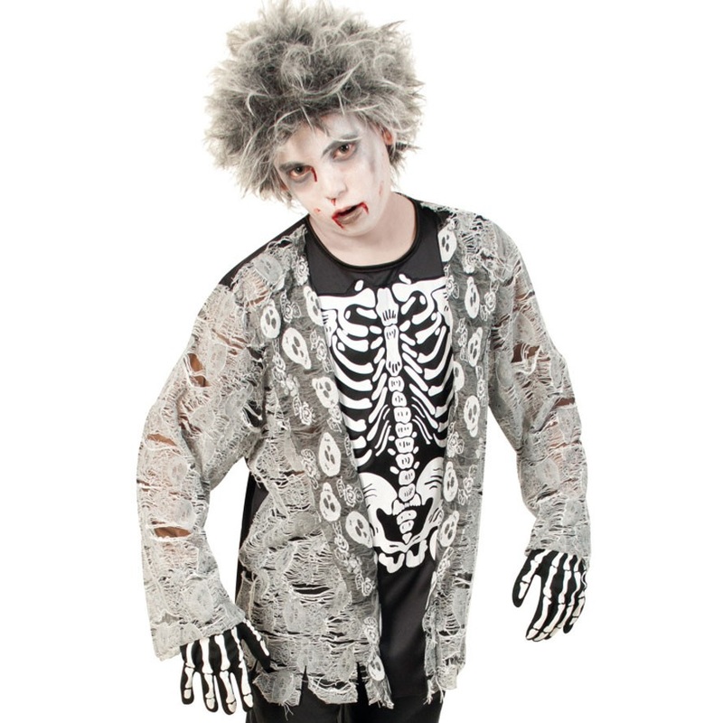 Shredded zombie skeleton child costume 140