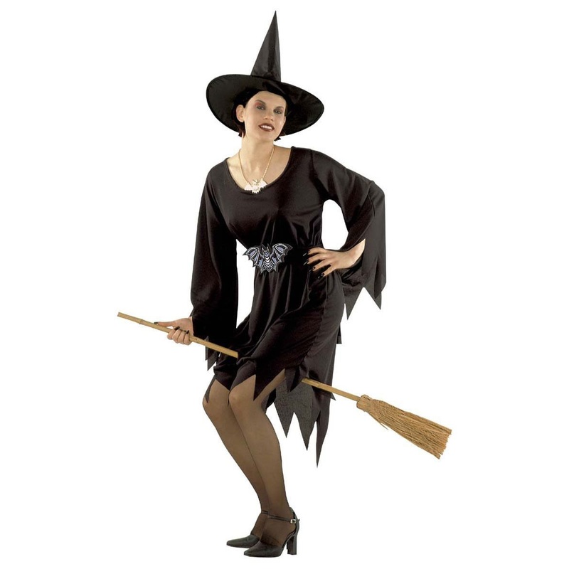Black witch costume with bat buckle