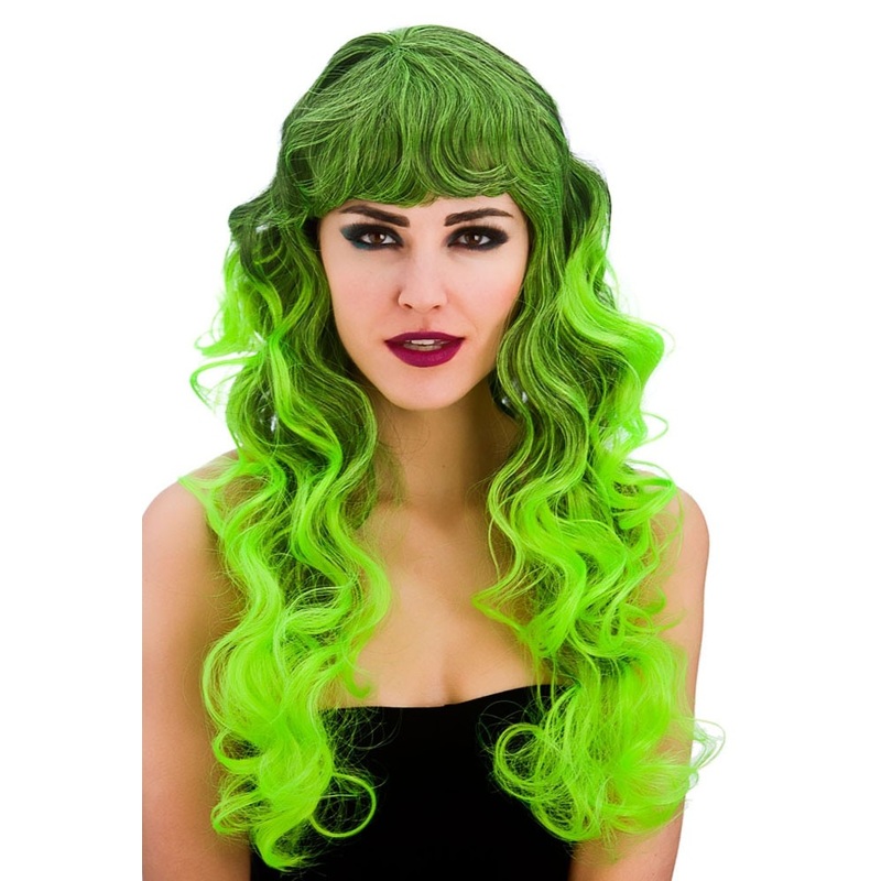 Bright green women's wig