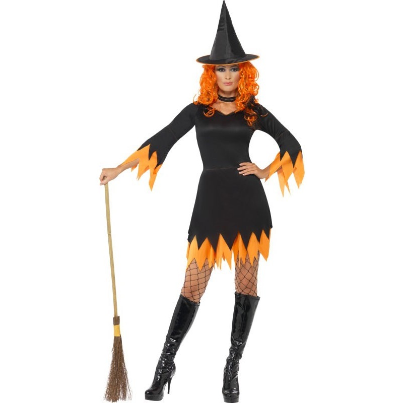 Jagged witch costume orange black S