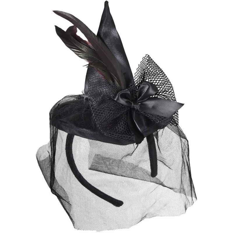 Mini Witch Hat with Bow and Feathers