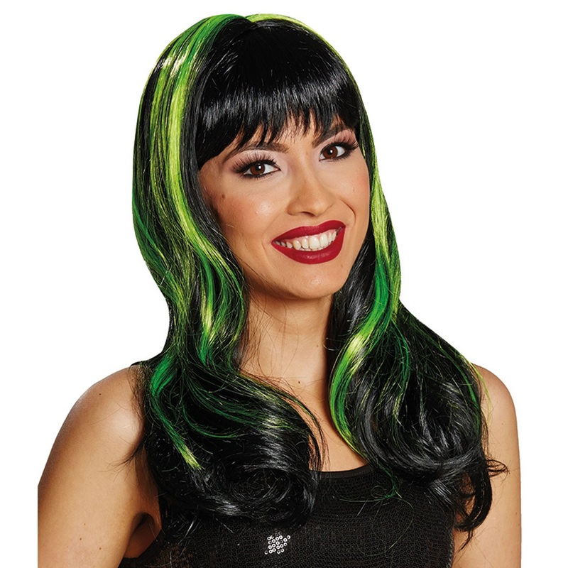 Mystical witch wig green-black
