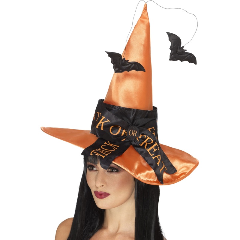 Orange bat witch hat
