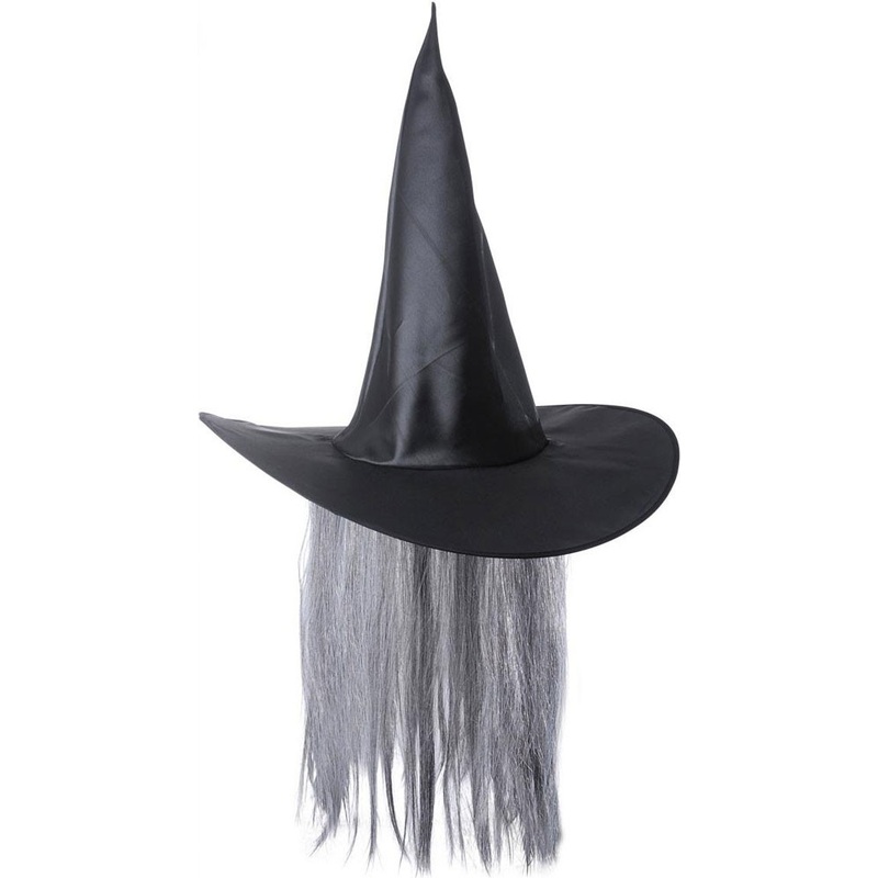 Satin Witch Hat Unisex with Hair