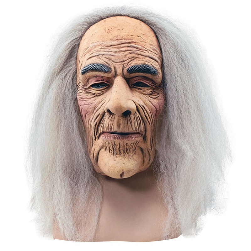 Scary old man mask with hair