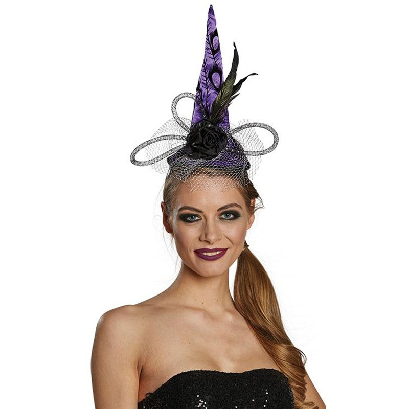 Violet feather witch hat headband