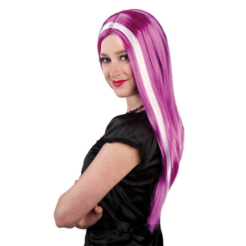 Wig Pink White Punk Halloween Straight Long