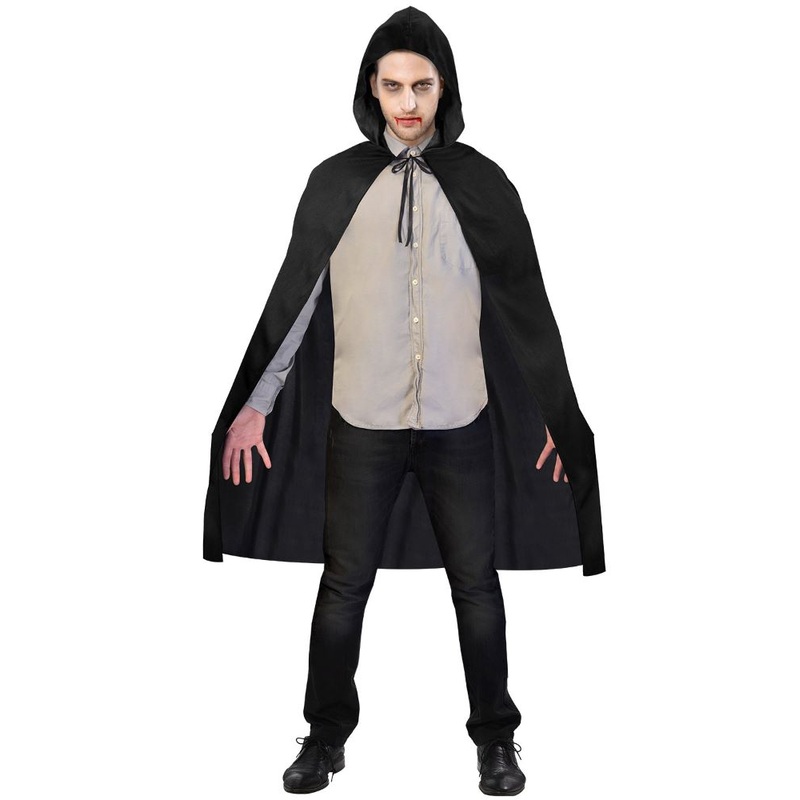 Black hooded cape for adults