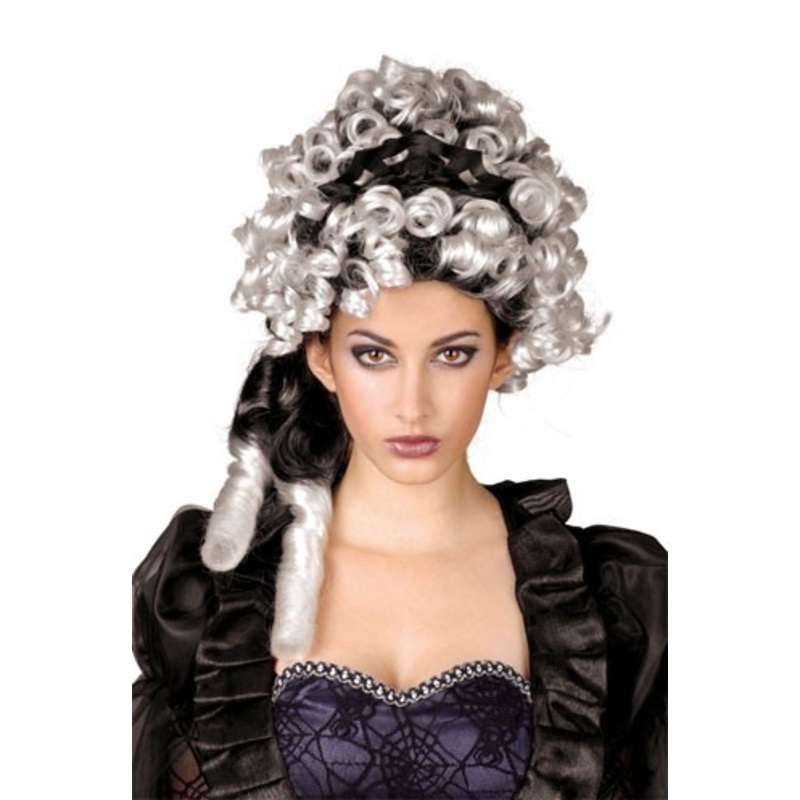 Cassandra curly wig black and white