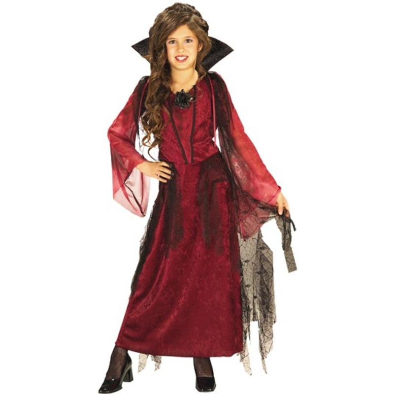 Child costume girl vampire collar red black S
