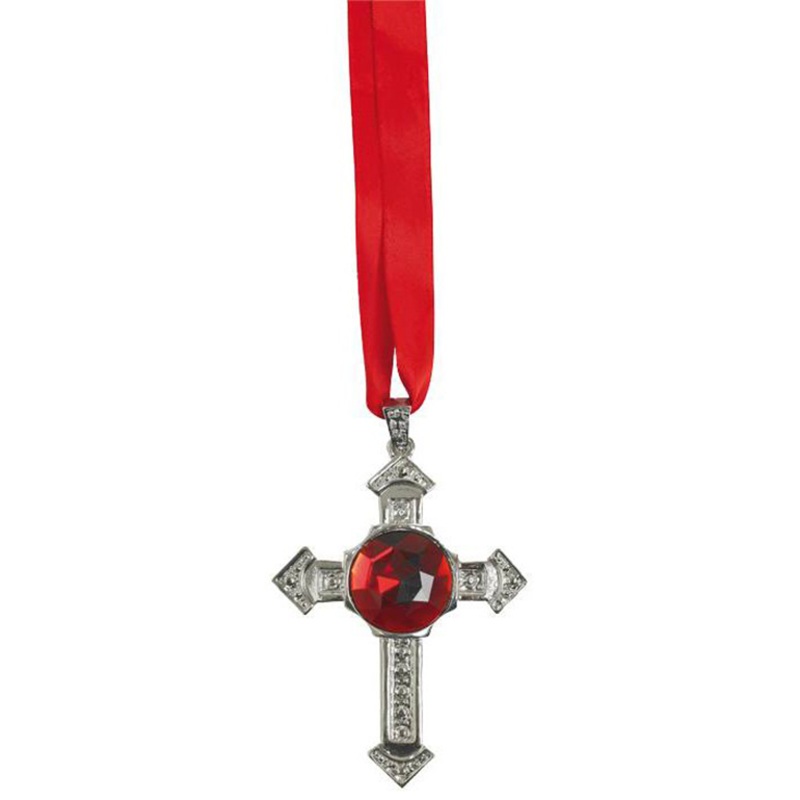 Cross necklace ribbon cross pendant red