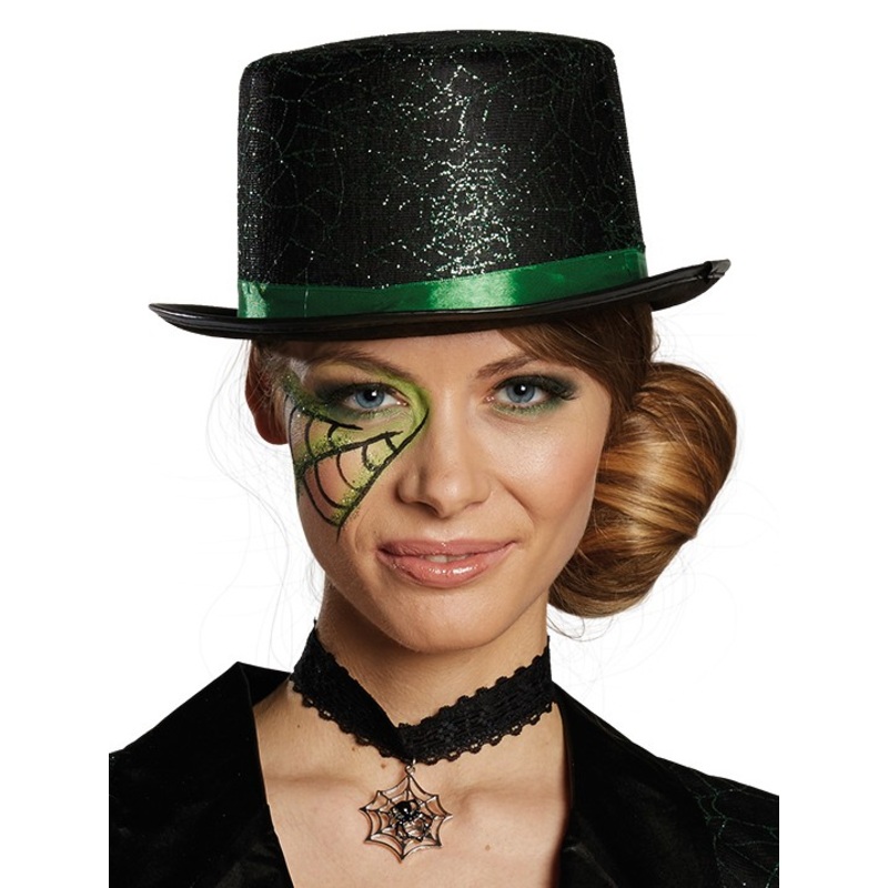 Glitter cylinder with cobweb women's hat