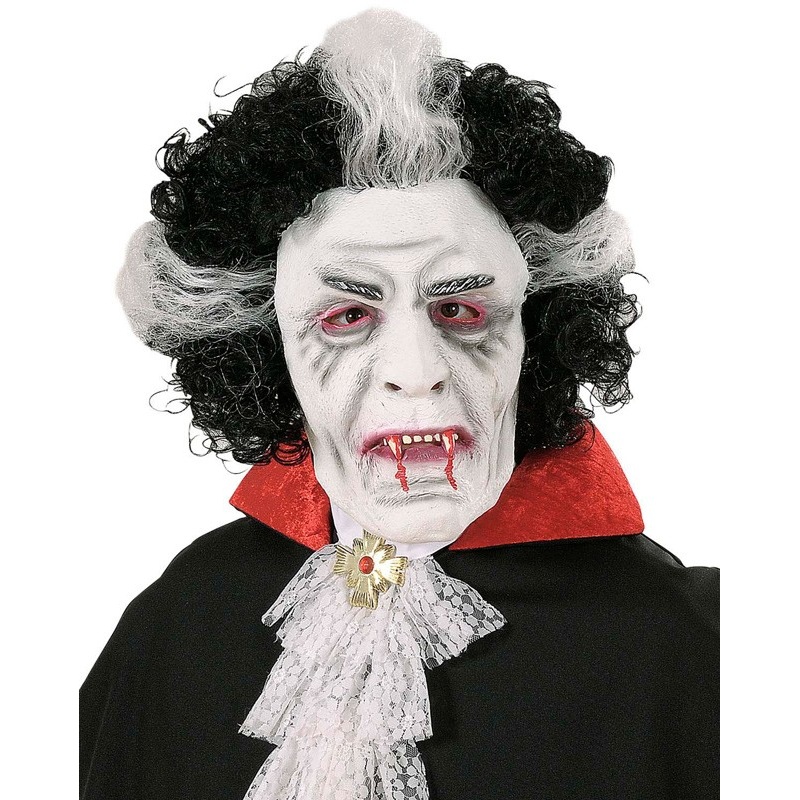 Halloween vampire mask with white hair