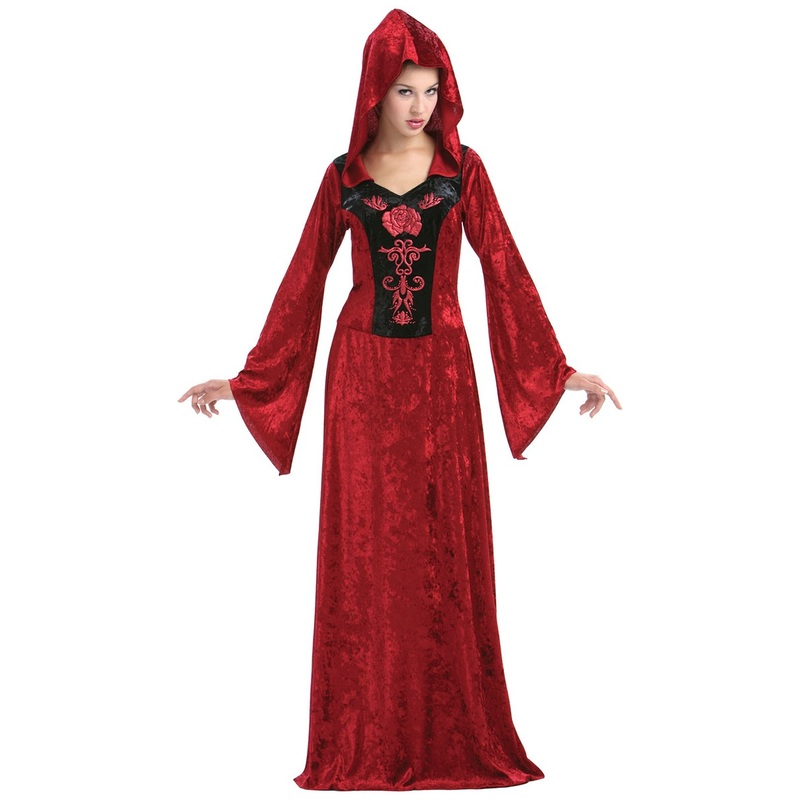 Lovely Gothic Lady In Red Medieval Dress