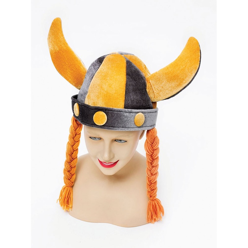 Plush viking helmet with braids