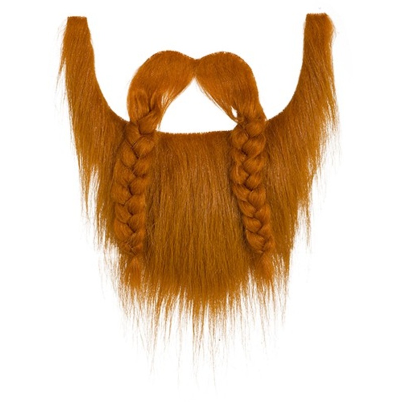 Red-brown Viking beard with braids