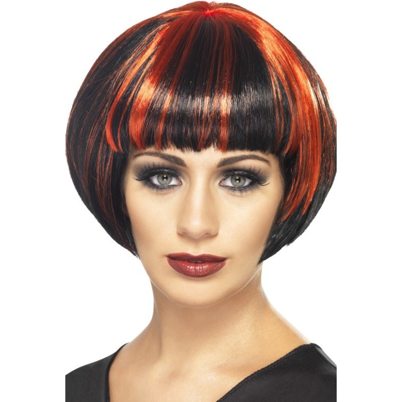Stylish page cut wig Nancy black-red
