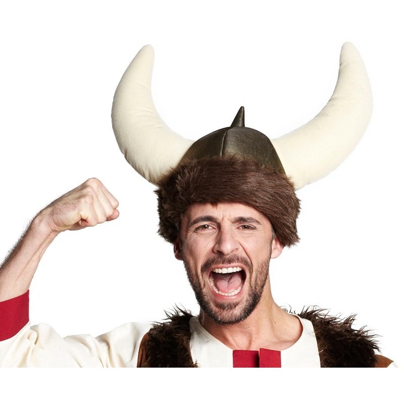 Viking helmet made of fabric with fur trim