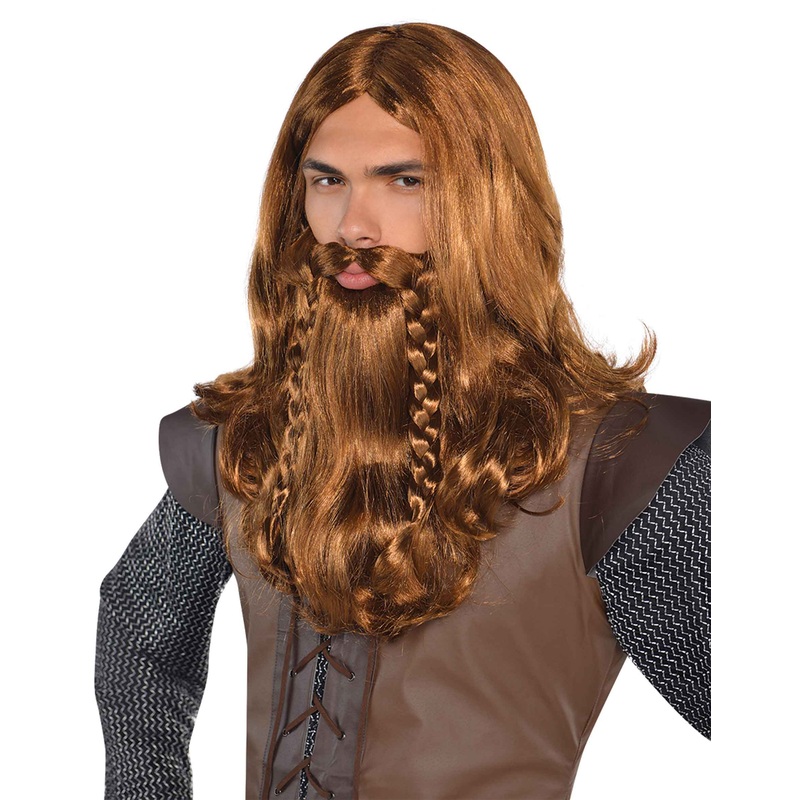 Viking men's wig with beard