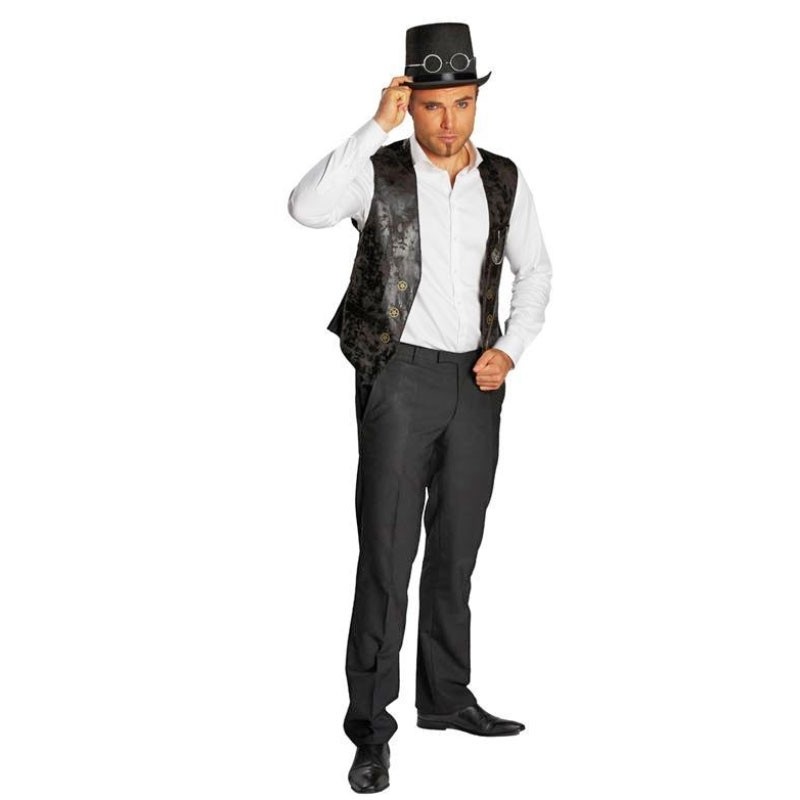 Black steampunk suede look vest 48