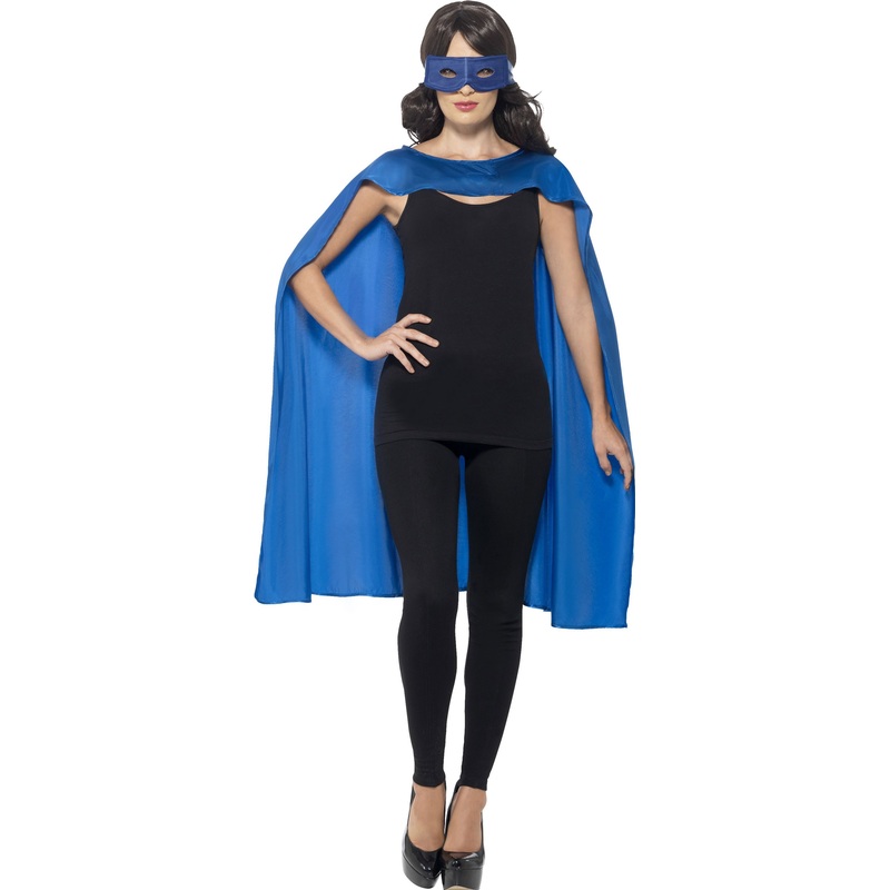 Blue superhero cape with eye mask