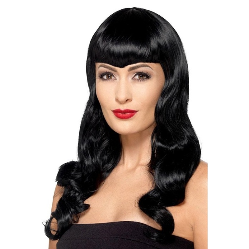 Graceful long hair wig for women black