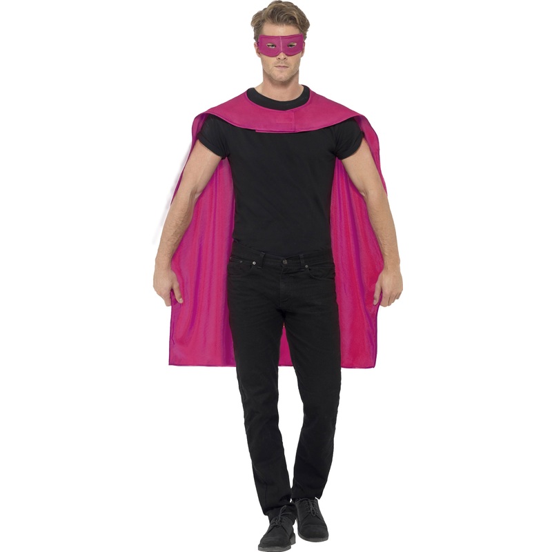 Pink superhero cape with eye mask