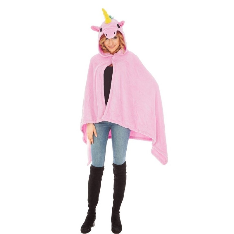 Pink unicorn poncho for women