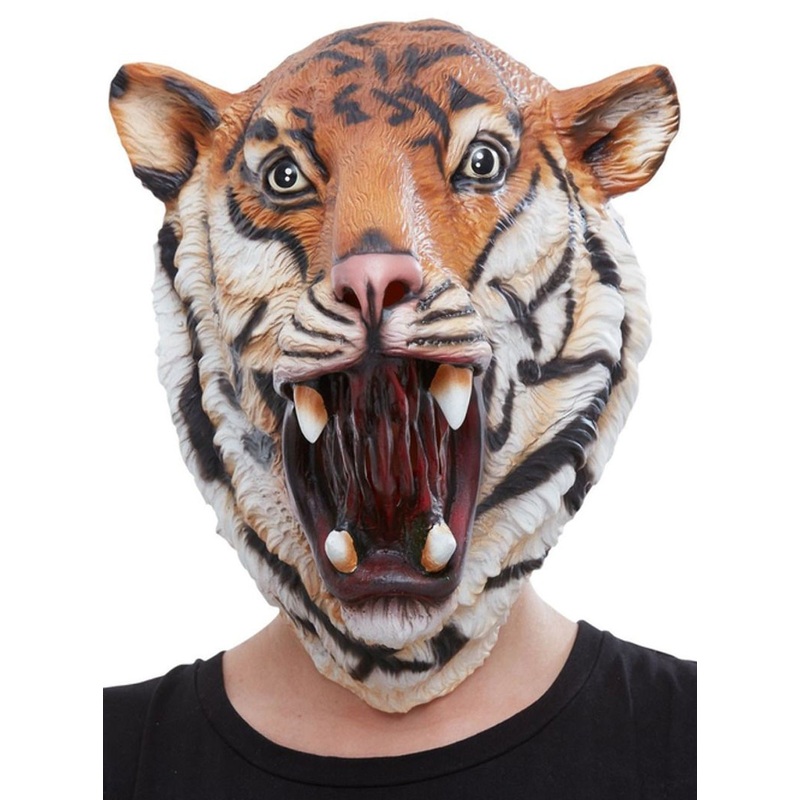 Roaring tiger latex mask for adults