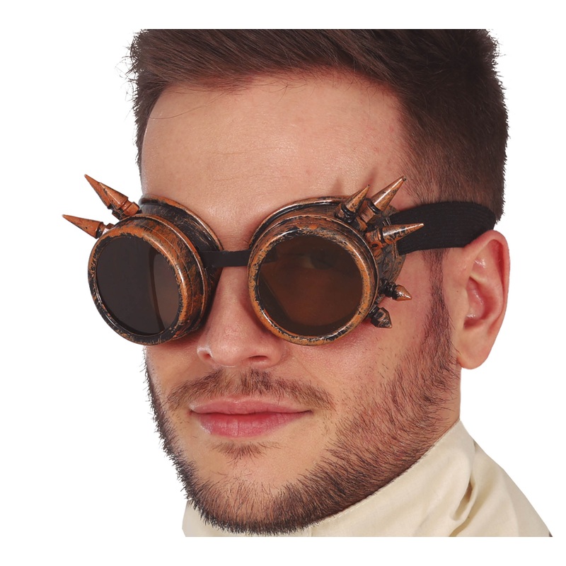 Steampunk glasses with spikes in copper