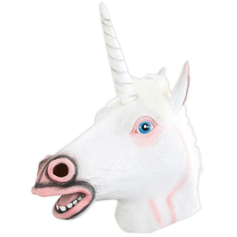 White unicorn full head mask premium
