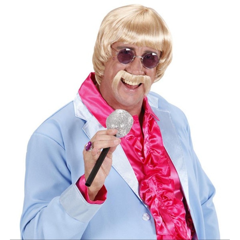 Blonde 60s wig with schnauzer and glasses
