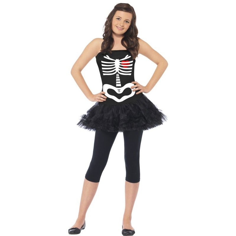 Bone girl Halloween costume with petticoat
