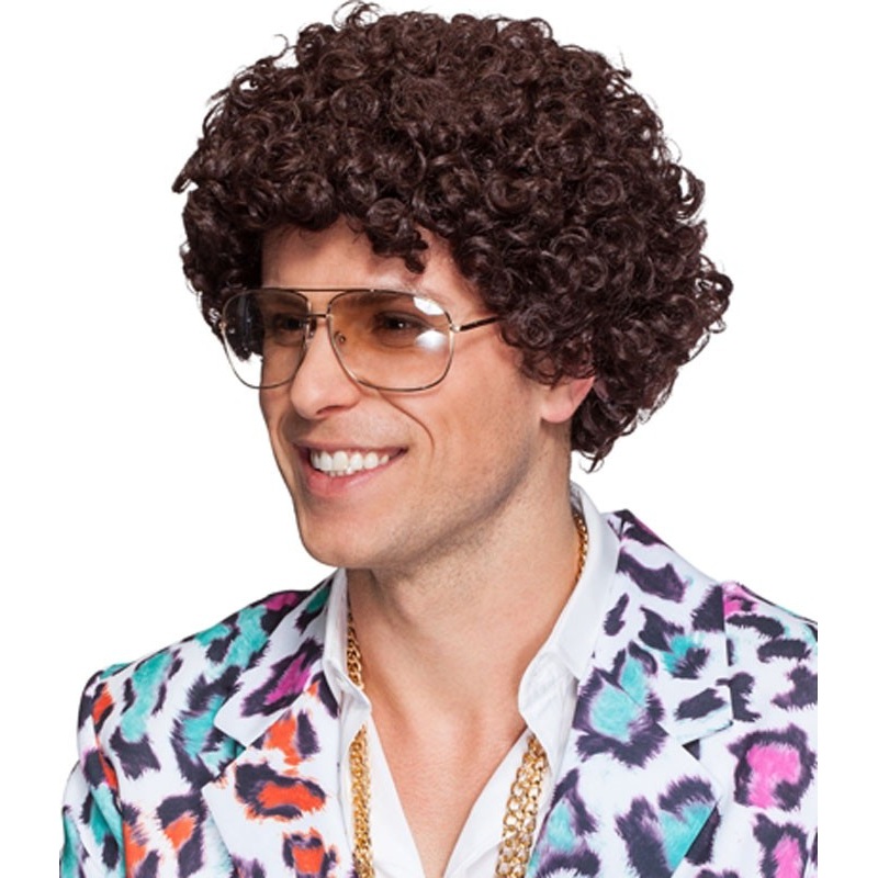 Brown etching curls wig