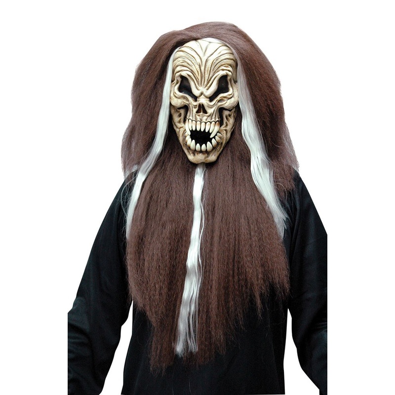 Demon skull mask with hair
