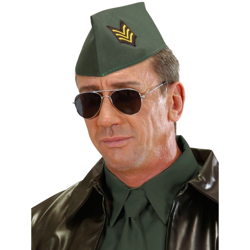 Green military uniform cap