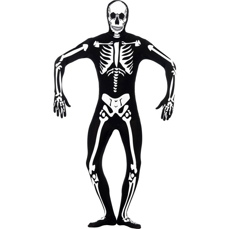Halloween costume skeleton glows in the dark S