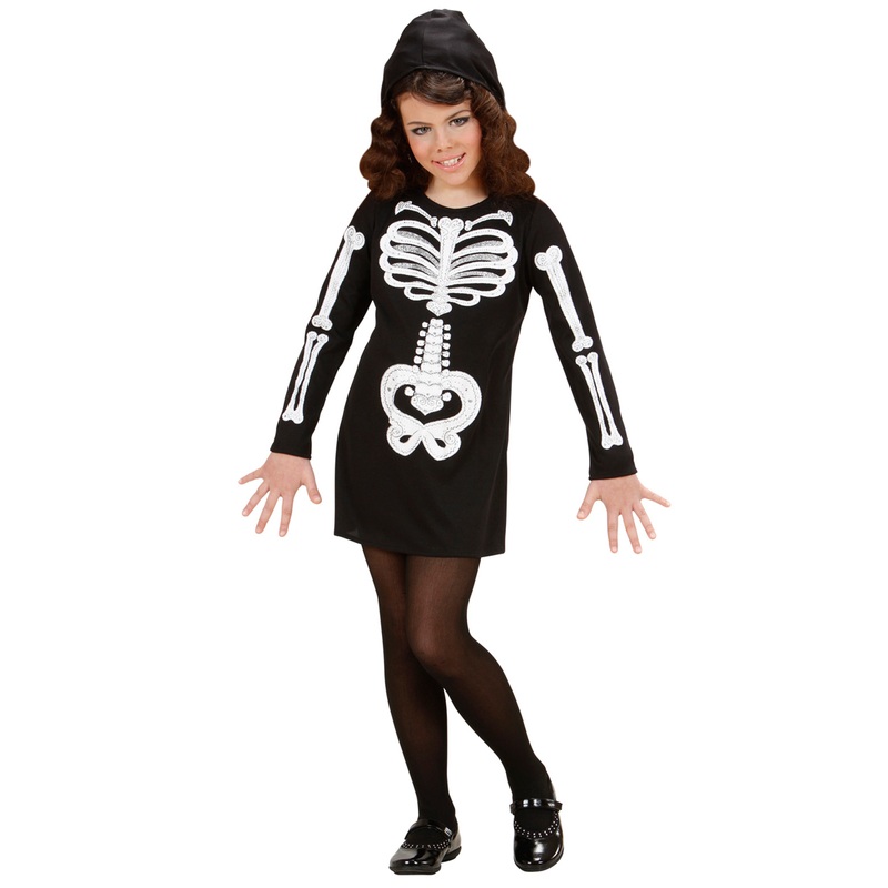 Little Skeleton Lady Children Costume Bones 128