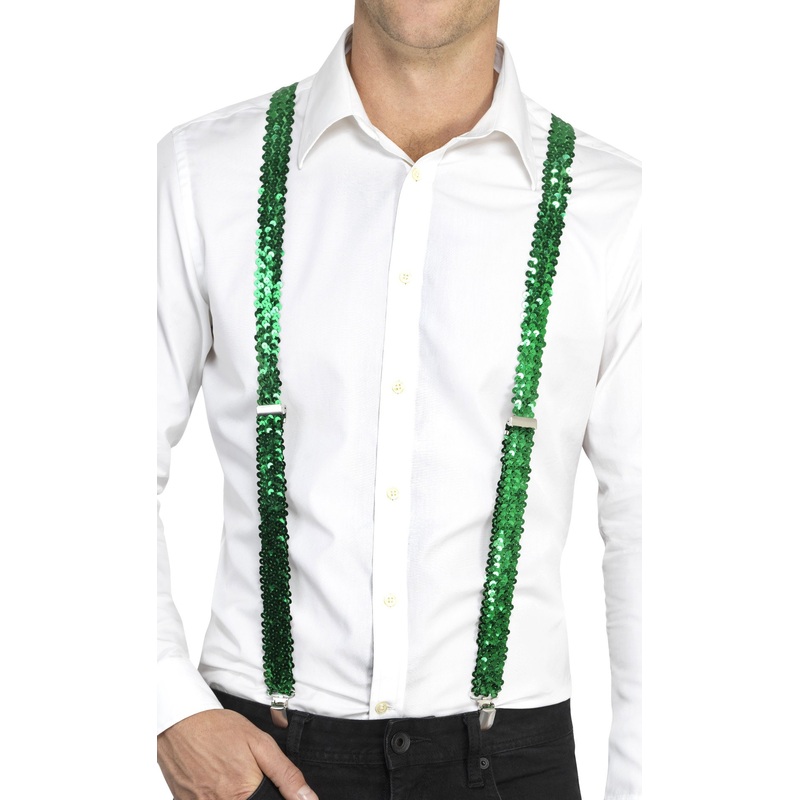 Mega party sequin suspenders green