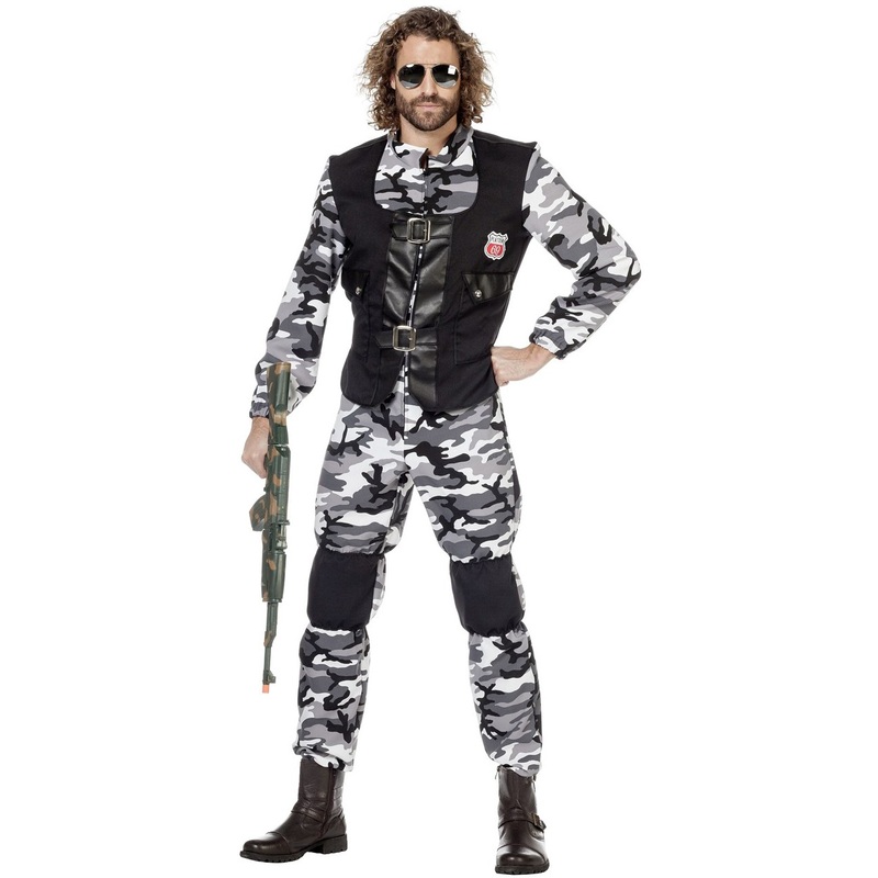 Military gray camouflage mens costume 50