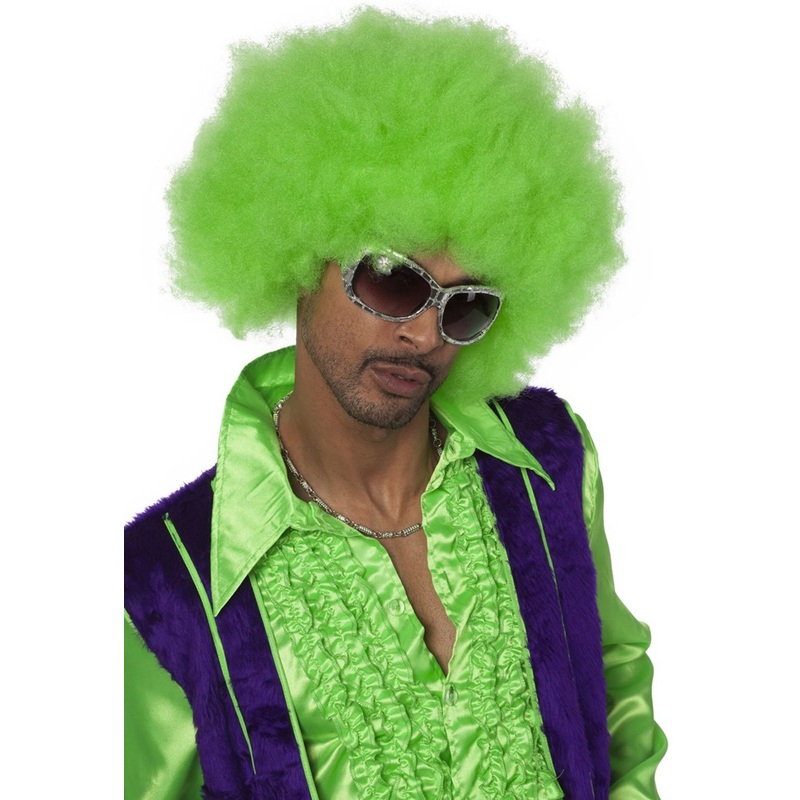 Neon green afro wig