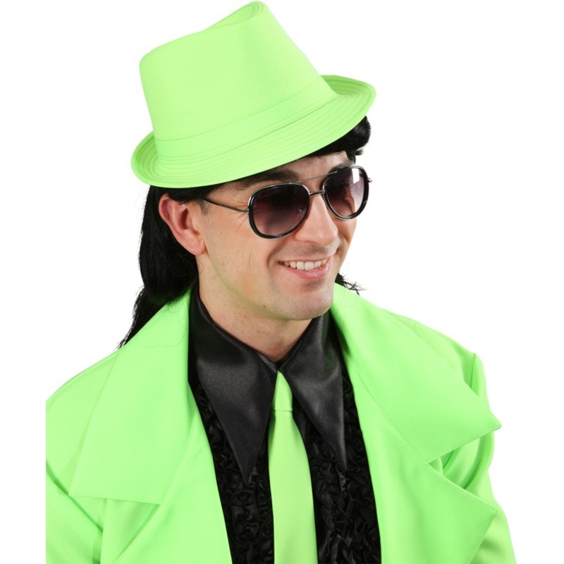 Neon green disco hat fedora style