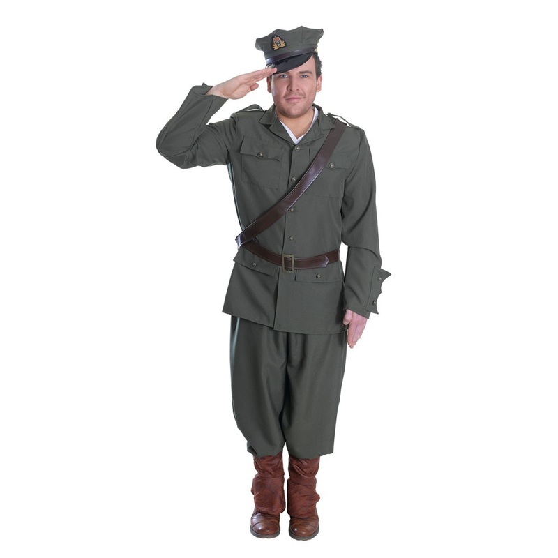 Olive-colored officer costume for men