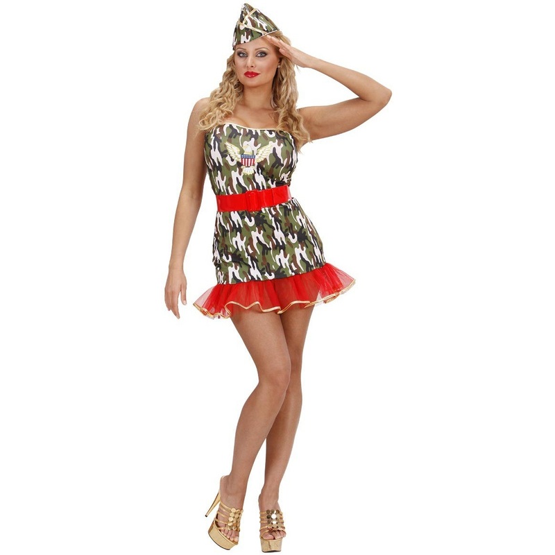 Sexy camouflage female soldier costume S
