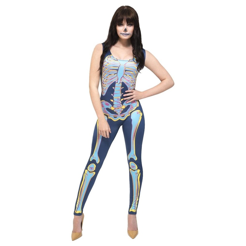Sexy skeleton catsuit for women XS